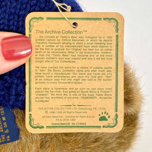 Nautical Archive Collection Boyds Bears Plush Anchor Sweater Vintage With Tags - Picture 11 of 14